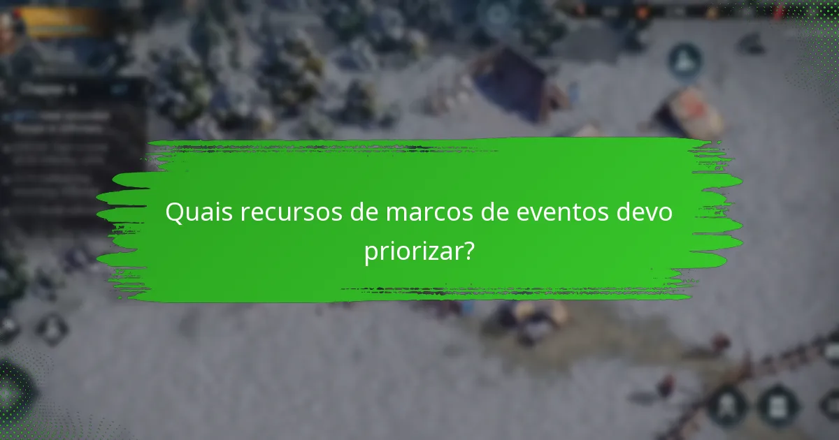 Quais recursos de marcos de eventos devo priorizar?